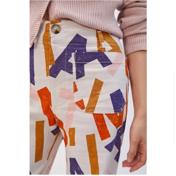 ⭐️Anthro Maeve JE TAIME Pattern Collette Wide Leg Pant sz 30⭐️ - Picture 4 of 8